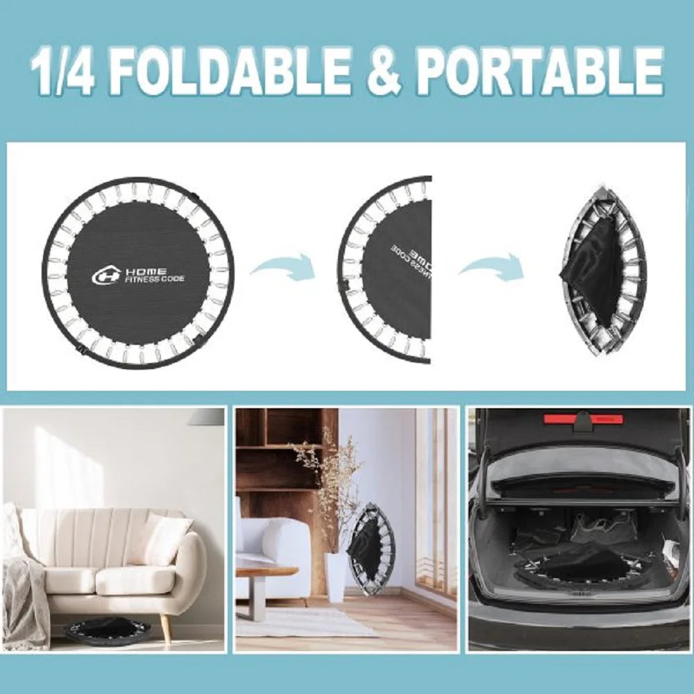 Folding Trampolines Fitness Indoor Exercise Workout Rebounder Sport Trampoline Handle Trampoline  for Adults Jumping Training