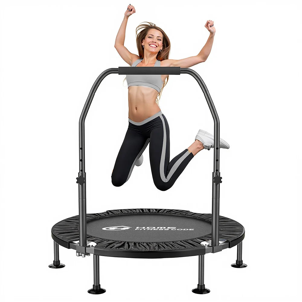 Folding Trampolines Fitness Indoor Exercise Workout Rebounder Sport Trampoline Handle Trampoline  for Adults Jumping Training