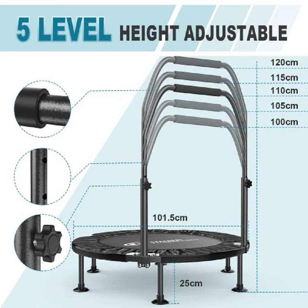 Folding Trampolines Fitness Indoor Exercise Workout Rebounder Sport Trampoline Handle Trampoline  for Adults Jumping Training