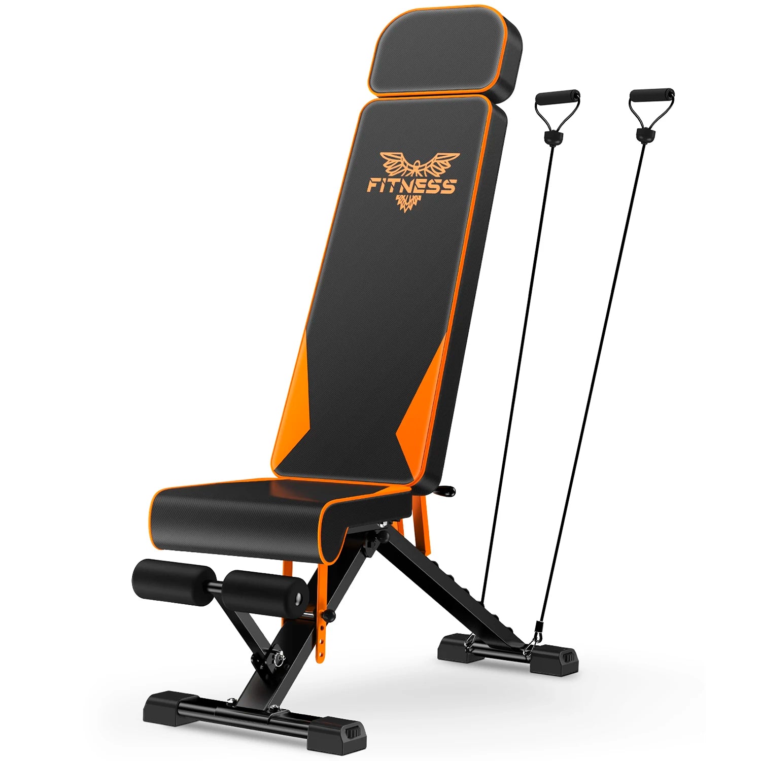 Adjustable Weight Bench with Resistance Bands Folding Weight Bench for Full Body Workout Home Quick Folding Versatile