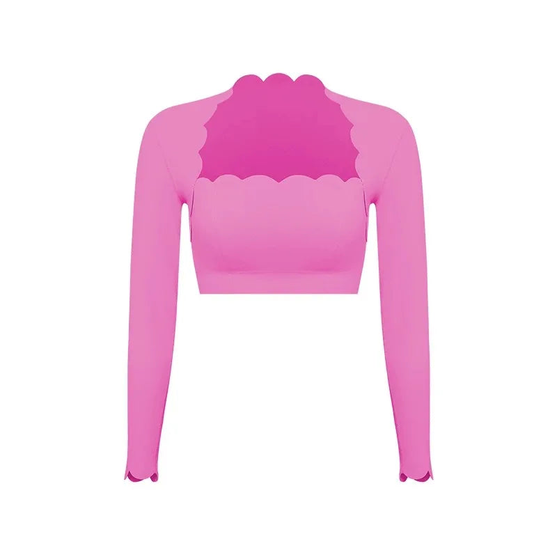 Black High-Elastic Square Neck Yoga Top & Compression Fitness Leggings – Slim Tight Long Sleeve Workout Set