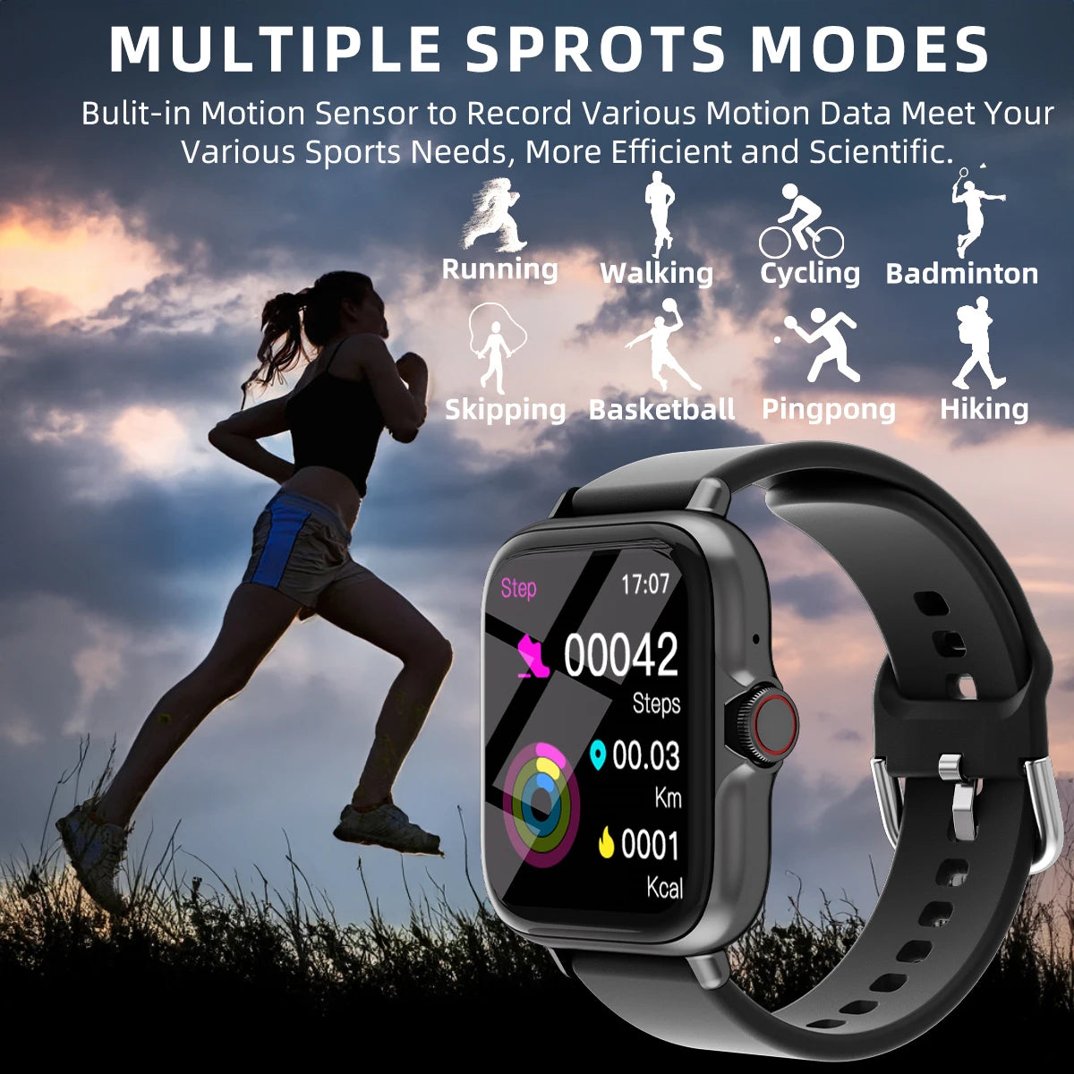 1.83'' Waterproof Smart Watch for Men – Call, Message, Sleep & Sports Tracker for iPhone Android