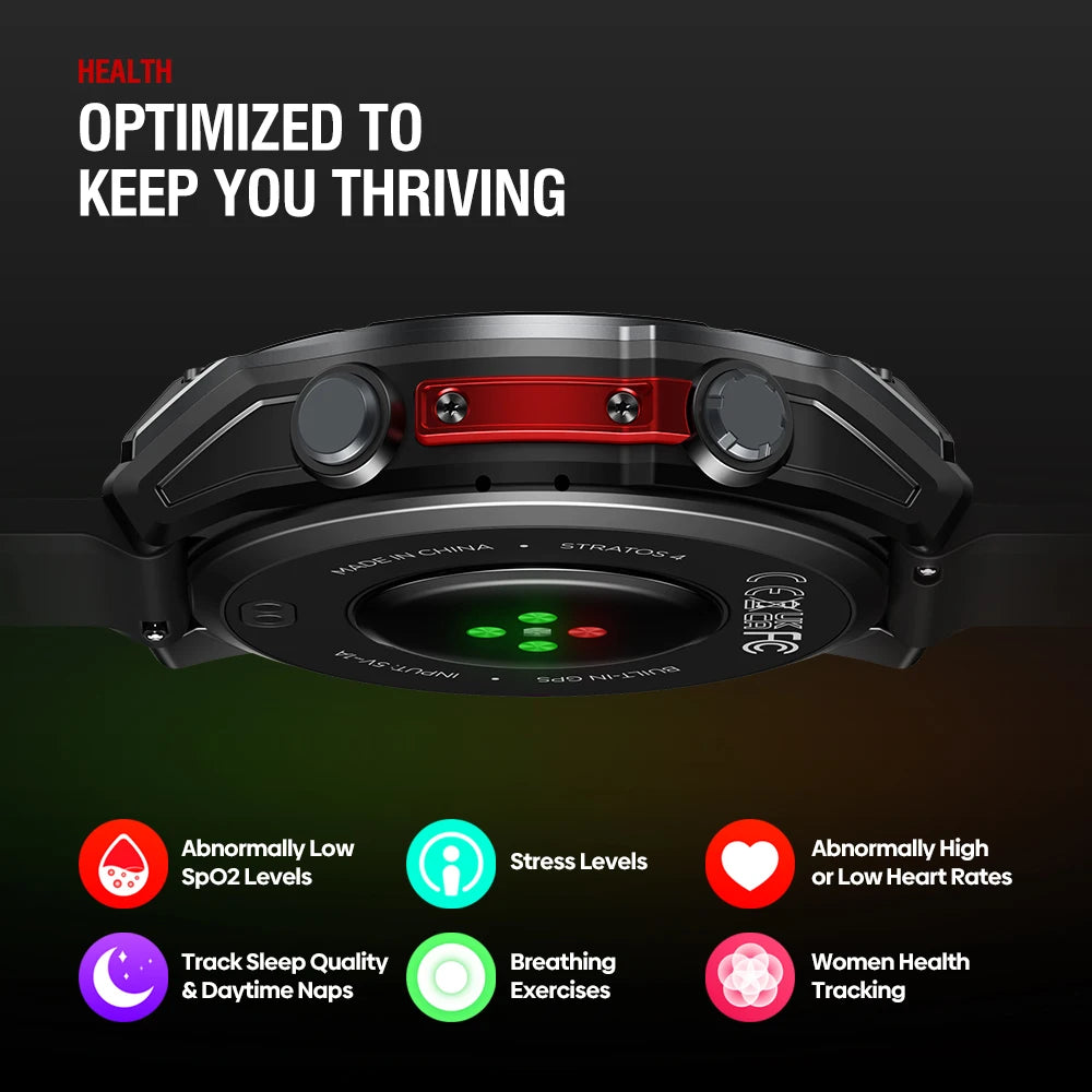 Zeblaze Stratos 4 GPS Smart Watch – 1.43” AMOLED, Compass, Altimeter, Voice Call, Flashlight
