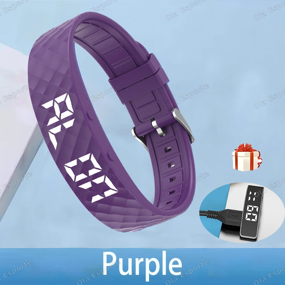 Outdoor Smartwatch Sports Bracelet – Sleep Monitor, 24H Pedometer, Vibration Alarm, Rechargeable Fitness Tracker