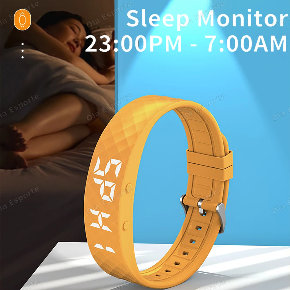 Outdoor Smartwatch Sports Bracelet – Sleep Monitor, 24H Pedometer, Vibration Alarm, Rechargeable Fitness Tracker