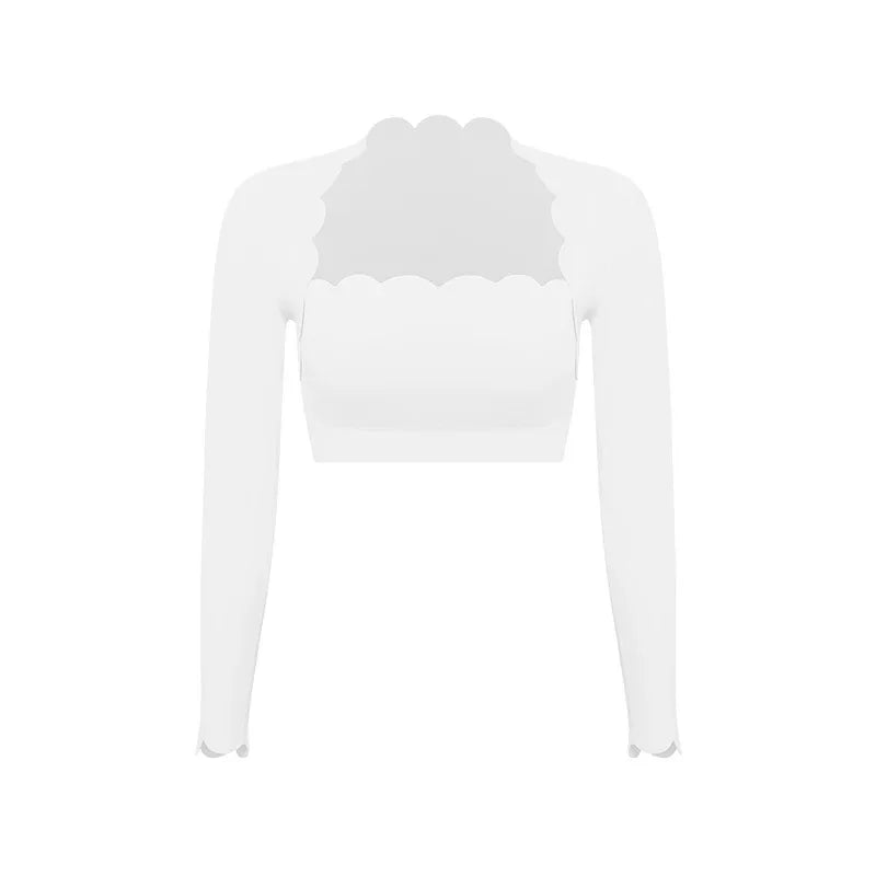 Black High-Elastic Square Neck Yoga Top & Compression Fitness Leggings – Slim Tight Long Sleeve Workout Set