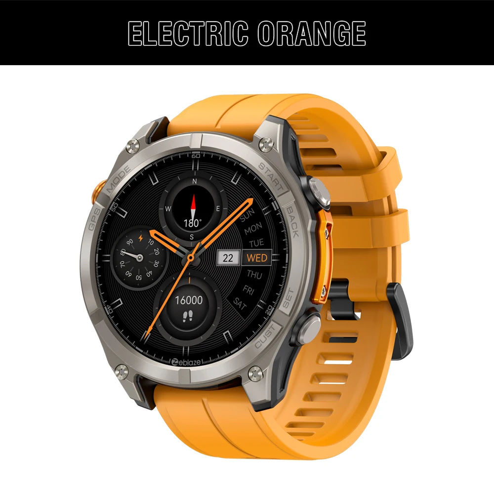 Zeblaze Stratos 4 GPS Smartwatch – 1.43" AMOLED, Compass, Altimeter, Flashlight, Voice Calling
