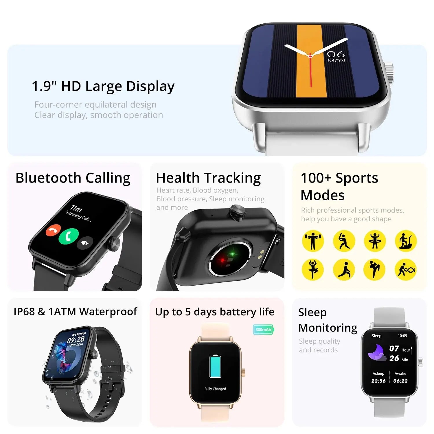 COLMI P81 Voice Calling Smartwatch – 1.9” HD Screen, 24H Health Monitor, 100+ Sports Modes