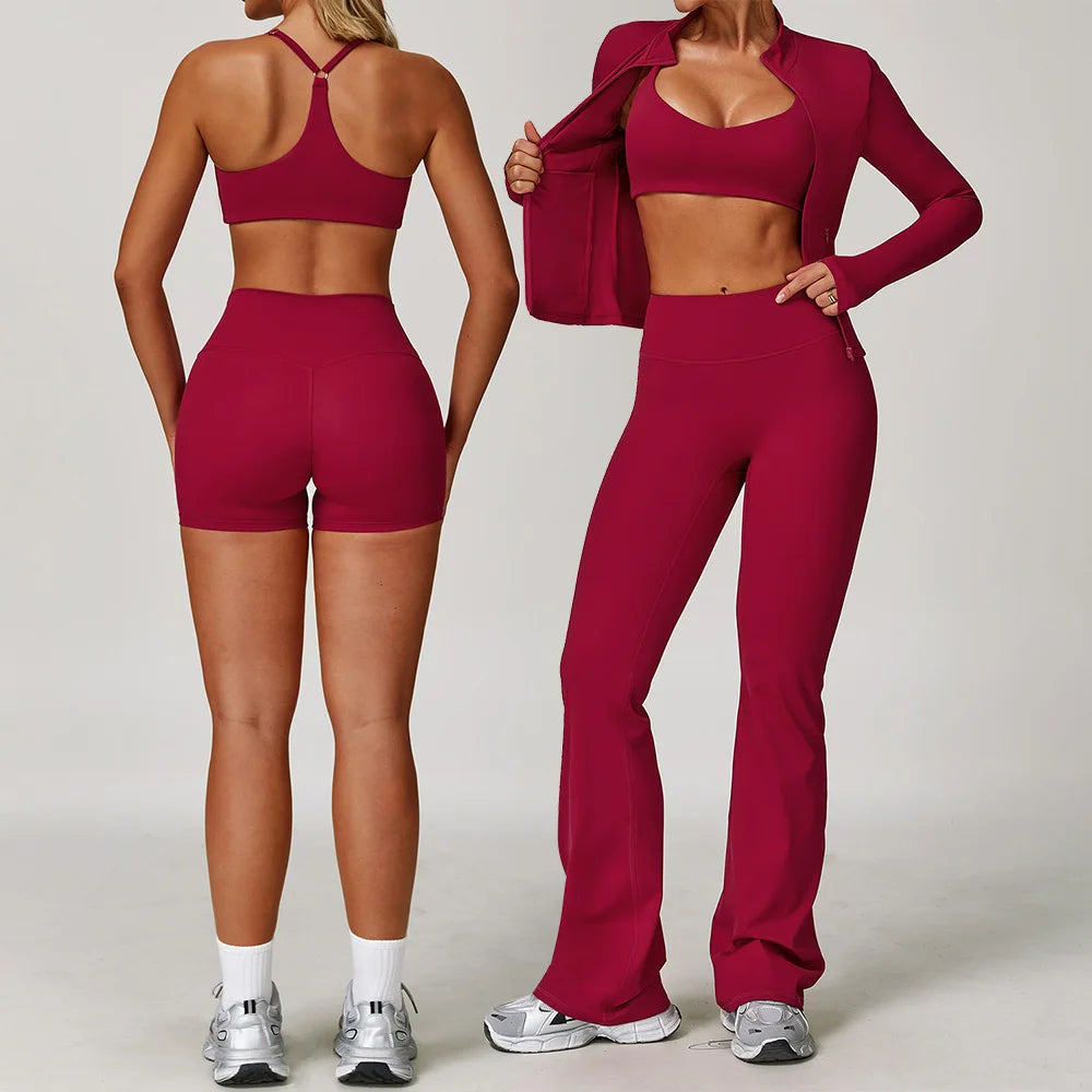 2/3PCS Women’s Yoga Set – Long Sleeve Sports Bra & Gym Tracksuit for Running, Workout & Athletic Wear