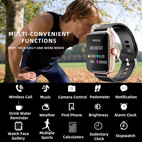 1.83'' Waterproof Smart Watch for Men – Call, Message, Sleep & Sports Tracker for iPhone Android