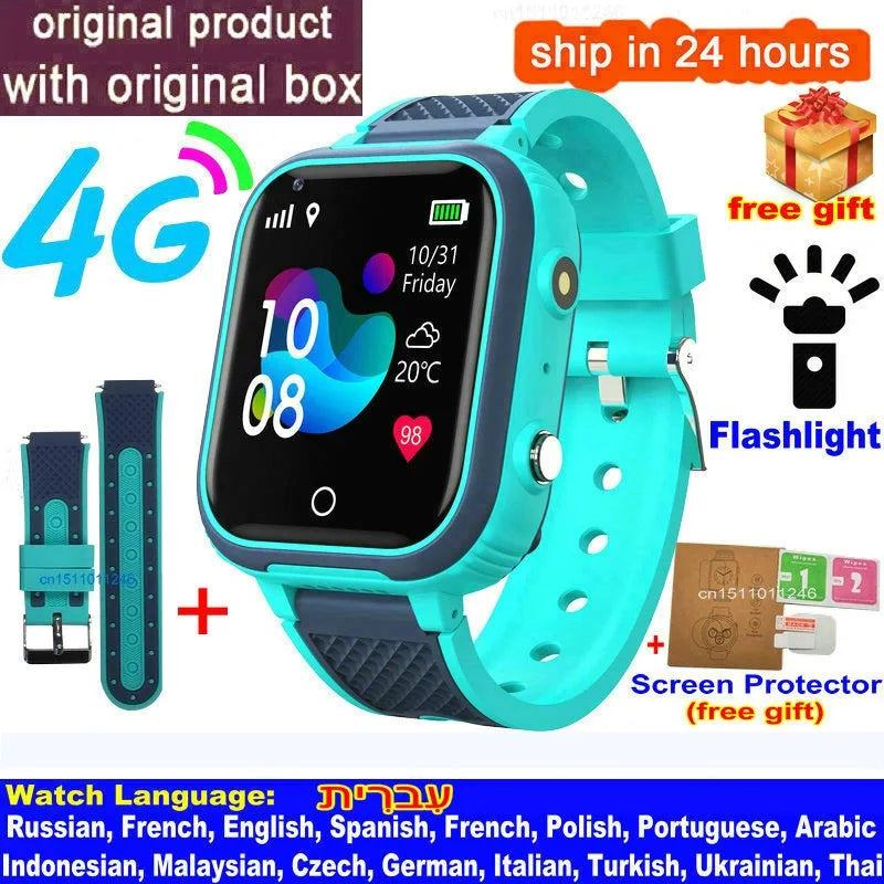 4G Kids Smart Watch with GPS, WiFi & Video Call – IP67 Waterproof Child Tracker Phone