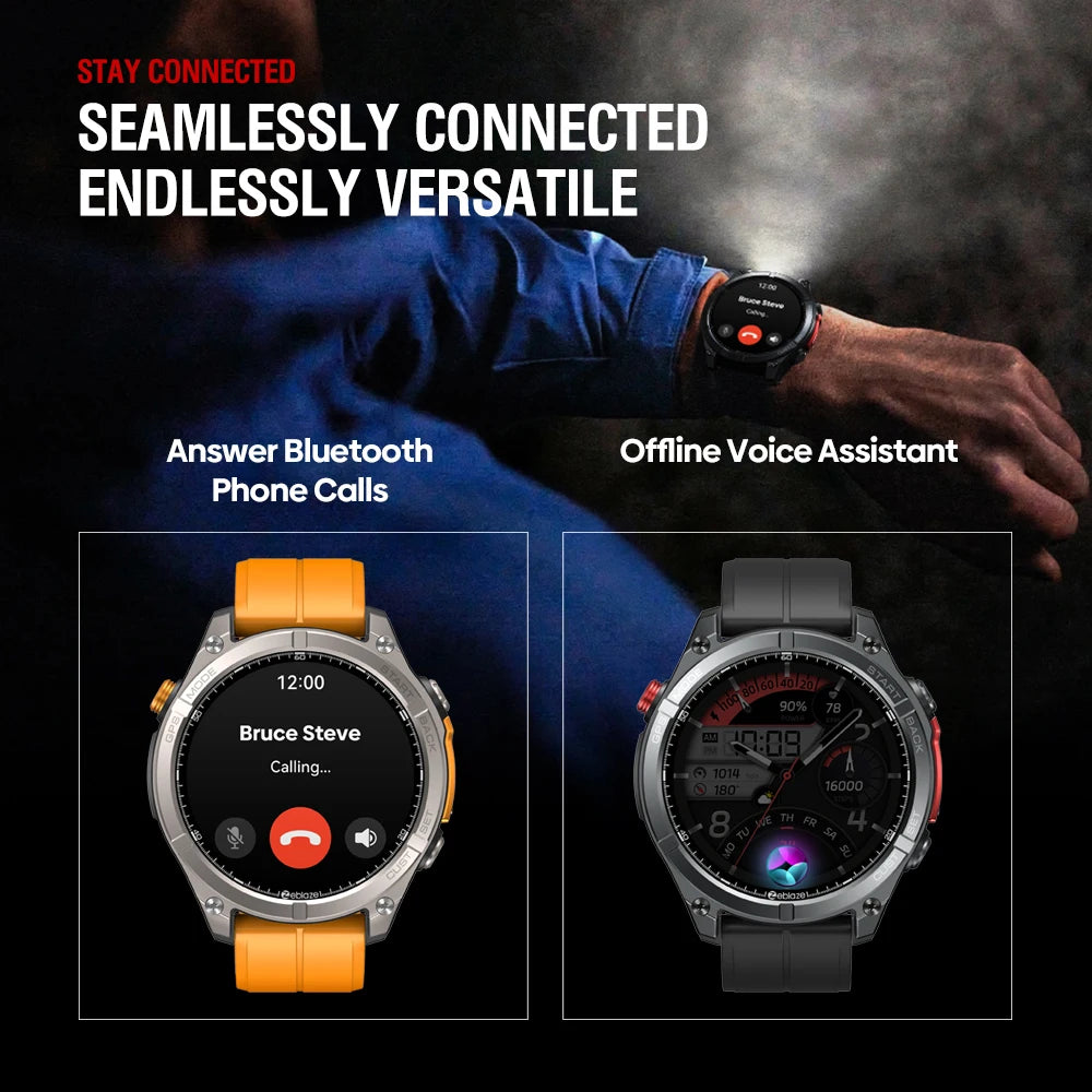 Zeblaze Stratos 4 GPS Smart Watch – 1.43” AMOLED, Compass, Altimeter, Voice Call, Flashlight