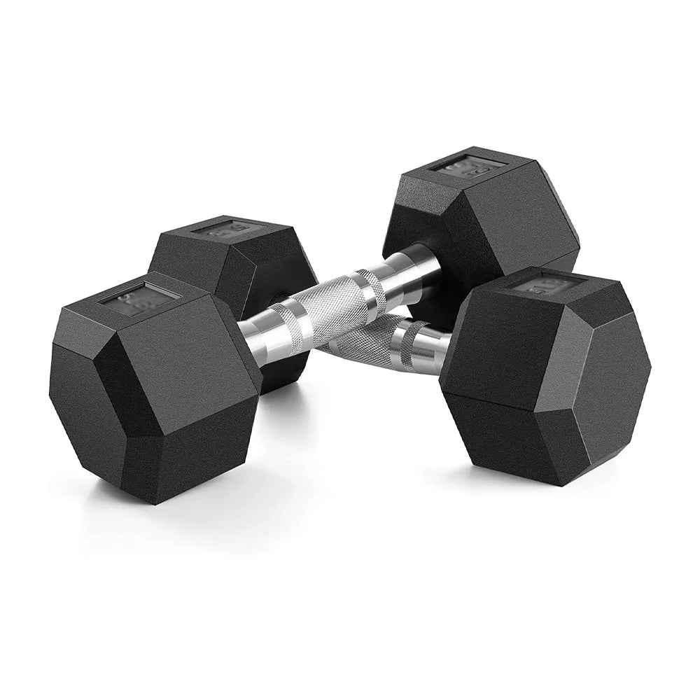 2pc 2.5kg/ 5kg/7.5kg dumbbell Hexagonal Fixed Dumbbells Men's Fitness Equipment Home Ladies Rubber Dumbbells Multi weight Black