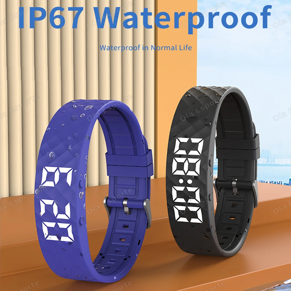 Outdoor Smartwatch Sports Bracelet – Sleep Monitor, 24H Pedometer, Vibration Alarm, Rechargeable Fitness Tracker