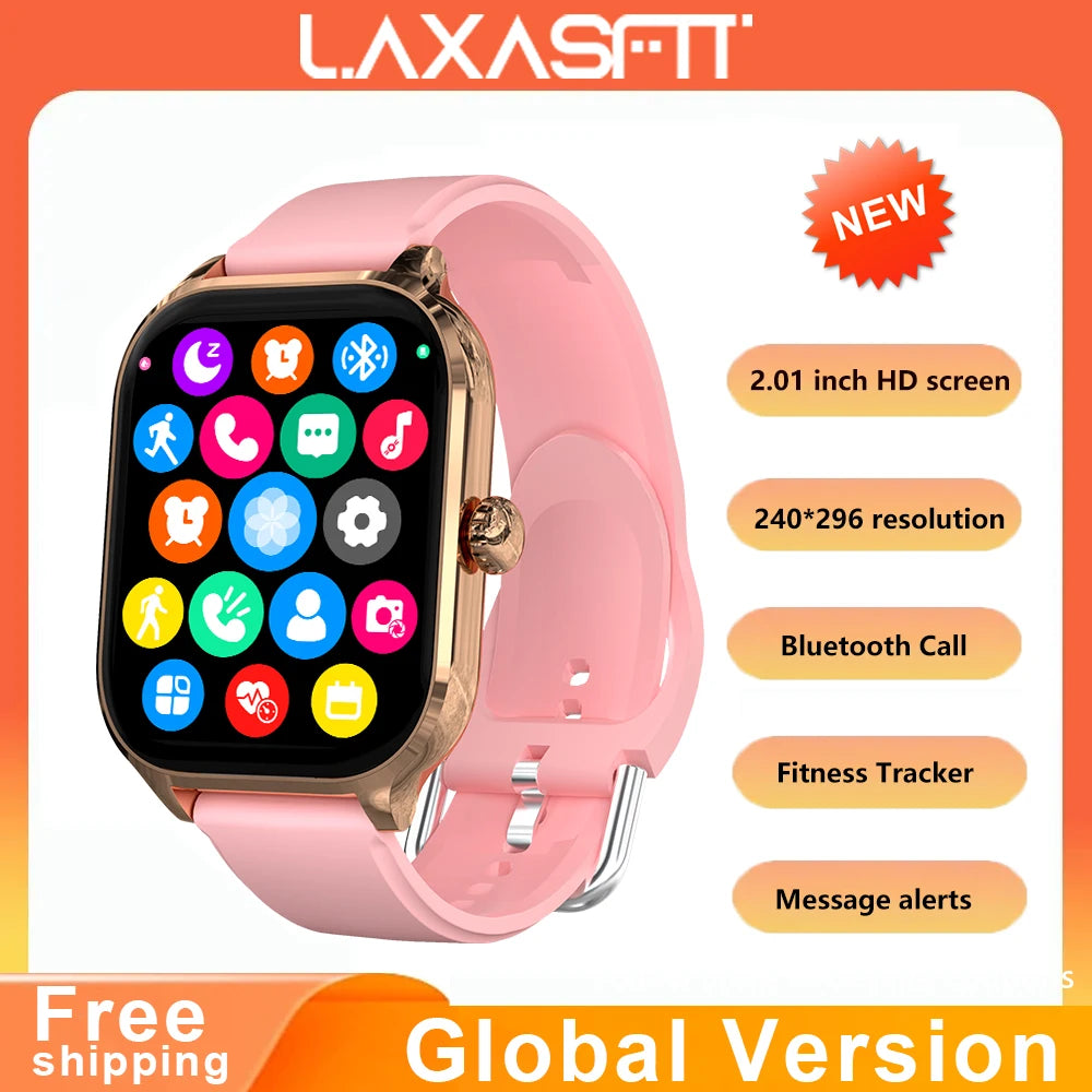 LAXASFIT Smart Watch for Men & Women – Heart Rate Monitor, Sports Fitness, Waterproof, Voice Call, Android iOS