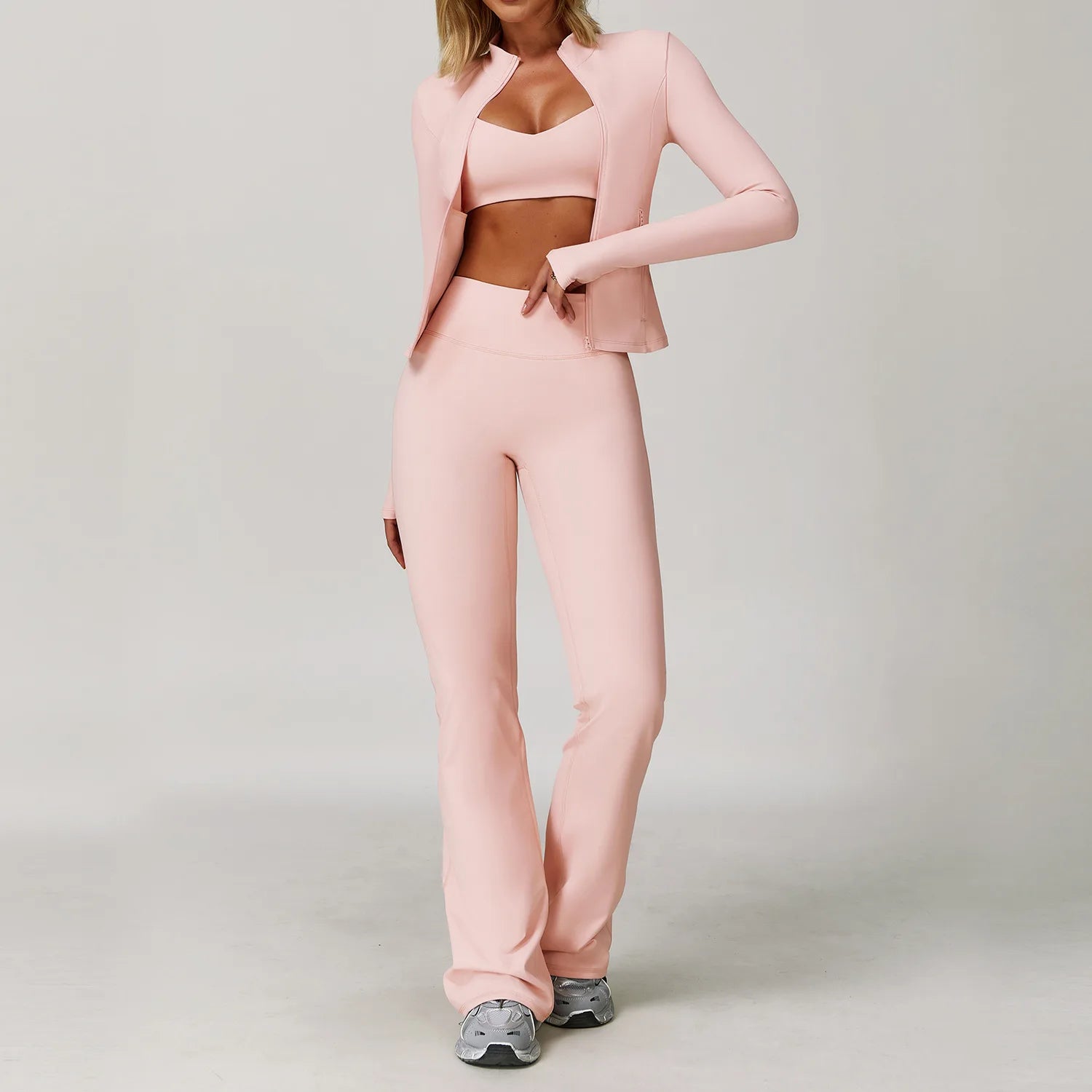 2/3PCS Women’s Yoga Set – Long Sleeve Sports Bra & Gym Tracksuit for Running, Workout & Athletic Wear