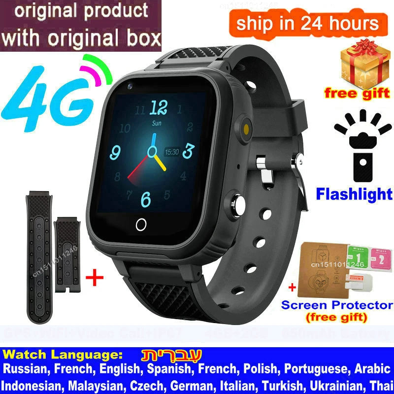 4G Kids Smart Watch with GPS, WiFi & Video Call – IP67 Waterproof Child Tracker Phone