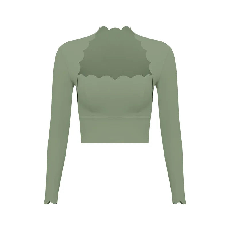 Black High-Elastic Square Neck Yoga Top & Compression Fitness Leggings – Slim Tight Long Sleeve Workout Set