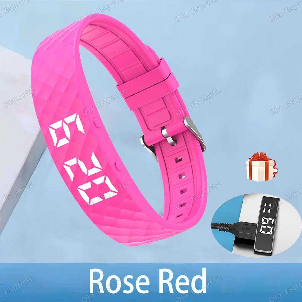 Outdoor Smartwatch Sports Bracelet – Sleep Monitor, 24H Pedometer, Vibration Alarm, Rechargeable Fitness Tracker