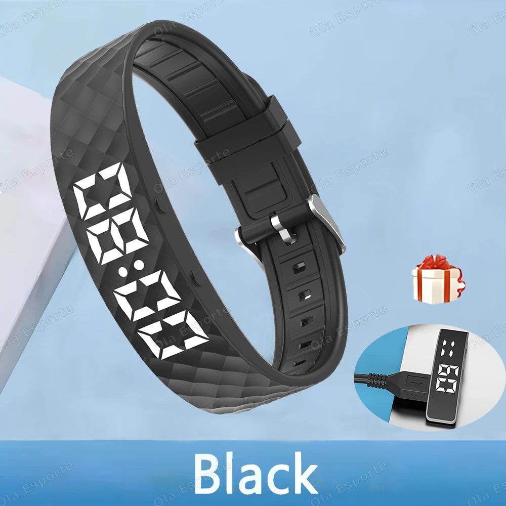 Outdoor Smartwatch Sports Bracelet – Sleep Monitor, 24H Pedometer, Vibration Alarm, Rechargeable Fitness Tracker