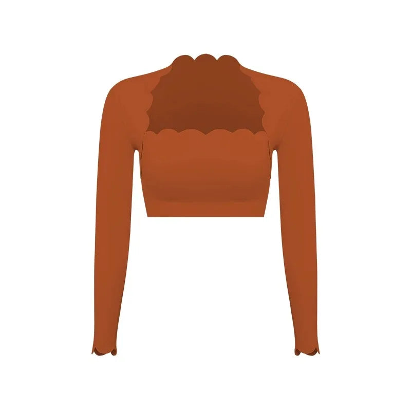 Black High-Elastic Square Neck Yoga Top & Compression Fitness Leggings – Slim Tight Long Sleeve Workout Set