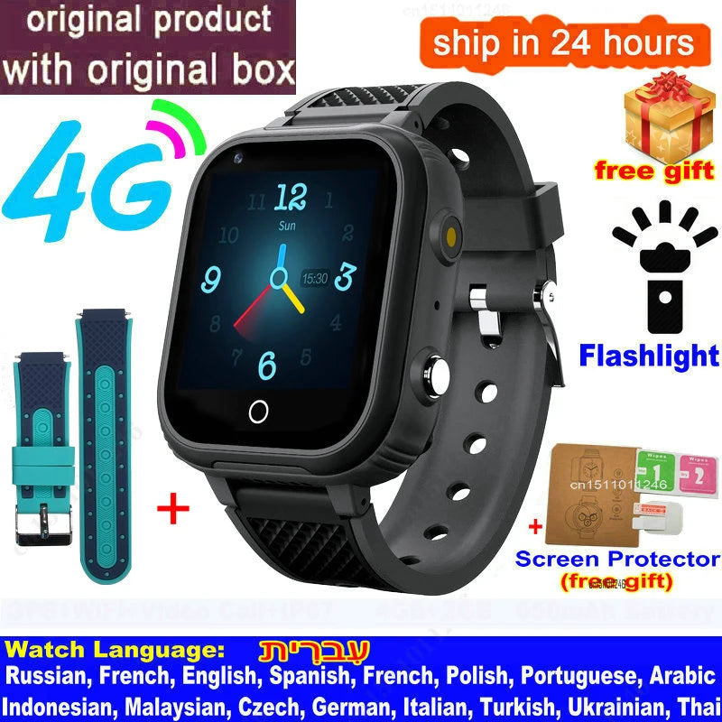 4G Kids Smart Watch with GPS, WiFi & Video Call – IP67 Waterproof Child Tracker Phone
