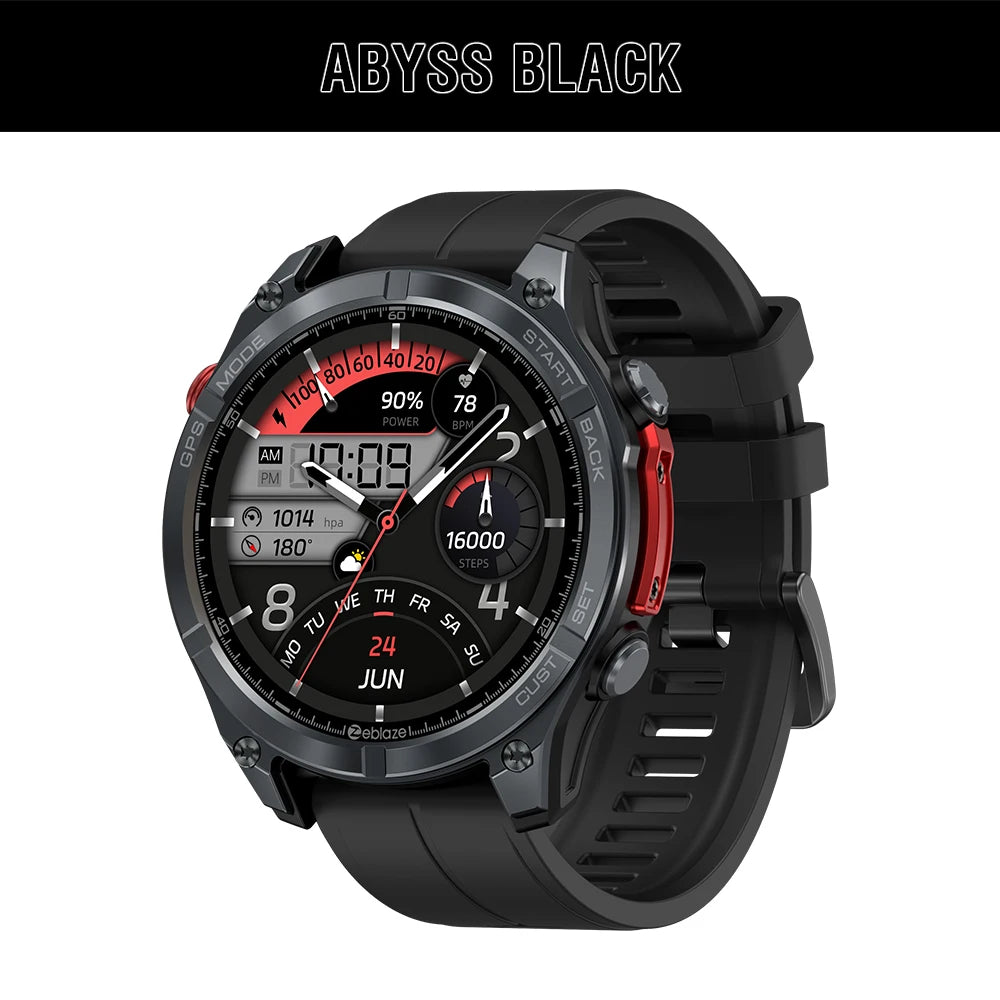 Zeblaze Stratos 4 GPS Smart Watch – 1.43” AMOLED, Compass, Altimeter, Voice Call, Flashlight