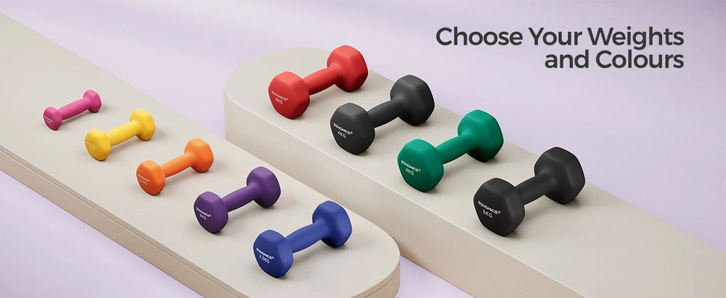 SONGMICS Dumbbells Set of 2 2 x 2kg Dumbbells Set Dumbbells Hexagon Neoprene Coating Strength Training Workout Fitness