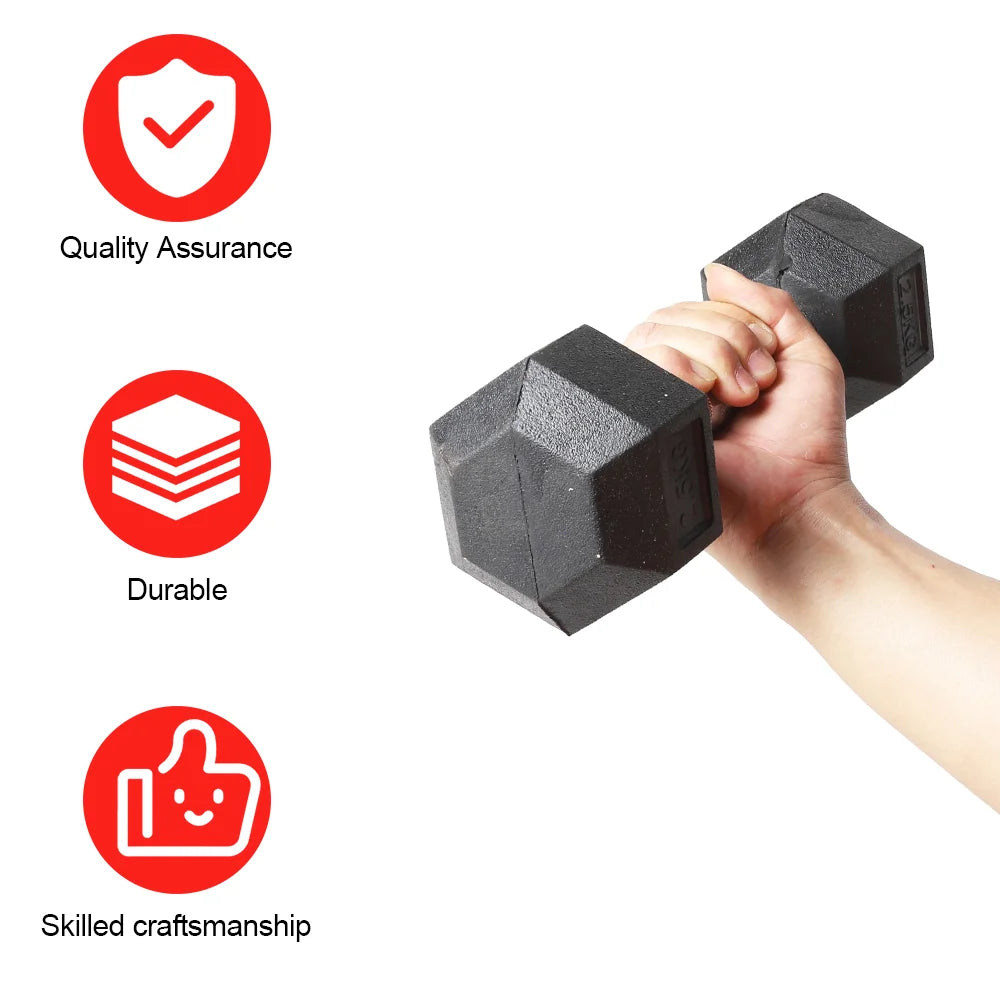 2pc 2.5kg/ 5kg/7.5kg dumbbell Hexagonal Fixed Dumbbells Men's Fitness Equipment Home Ladies Rubber Dumbbells Multi weight Black