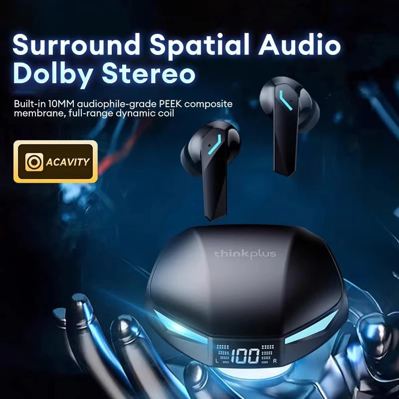 Lenovo XT53 Wireless Bluetooth 5.4 Earbuds – Waterproof Gaming Headphones with LED Display & Low Latency