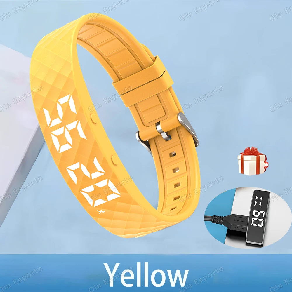 Outdoor Smartwatch Sports Bracelet – Sleep Monitor, 24H Pedometer, Vibration Alarm, Rechargeable Fitness Tracker