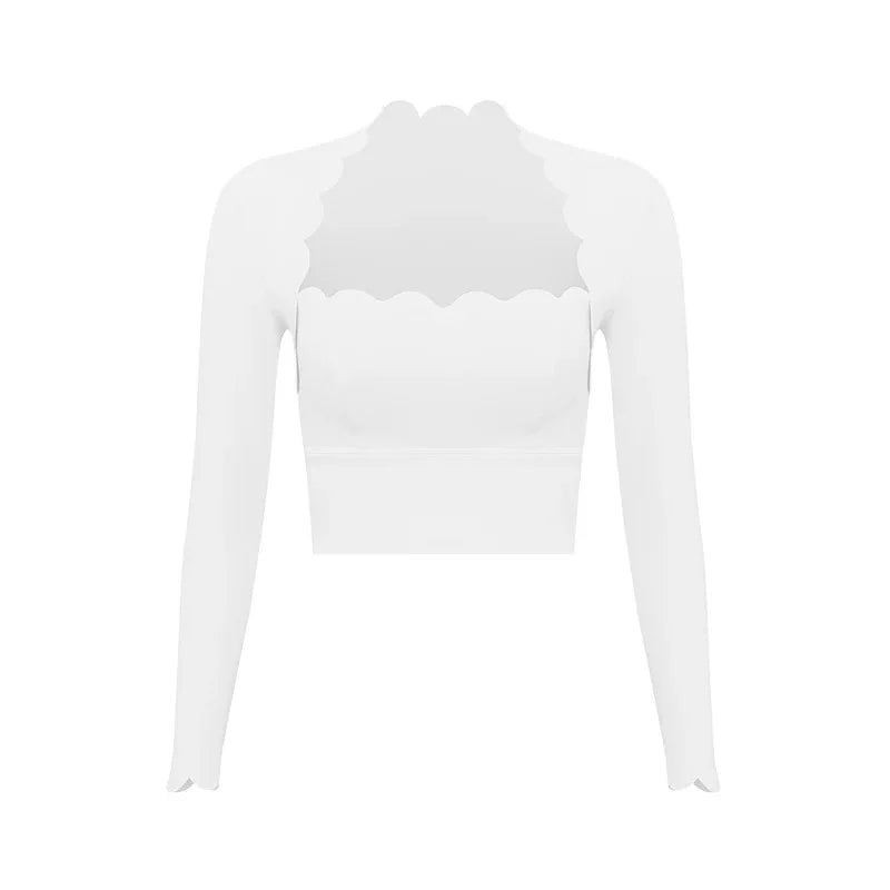 Black High-Elastic Square Neck Yoga Top & Compression Fitness Leggings – Slim Tight Long Sleeve Workout Set