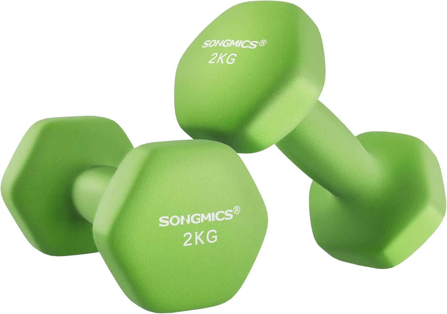 SONGMICS Dumbbells Set of 2 2 x 2kg Dumbbells Set Dumbbells Hexagon Neoprene Coating Strength Training Workout Fitness