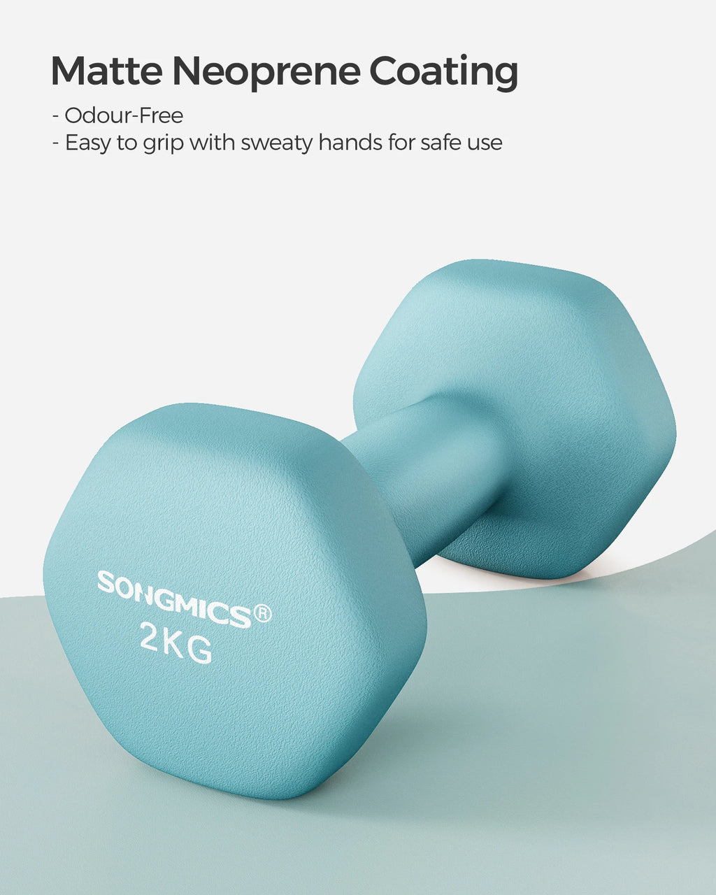 SONGMICS Dumbbells Set of 2 2 x 2kg Dumbbells Set Dumbbells Hexagon Neoprene Coating Strength Training Workout Fitness