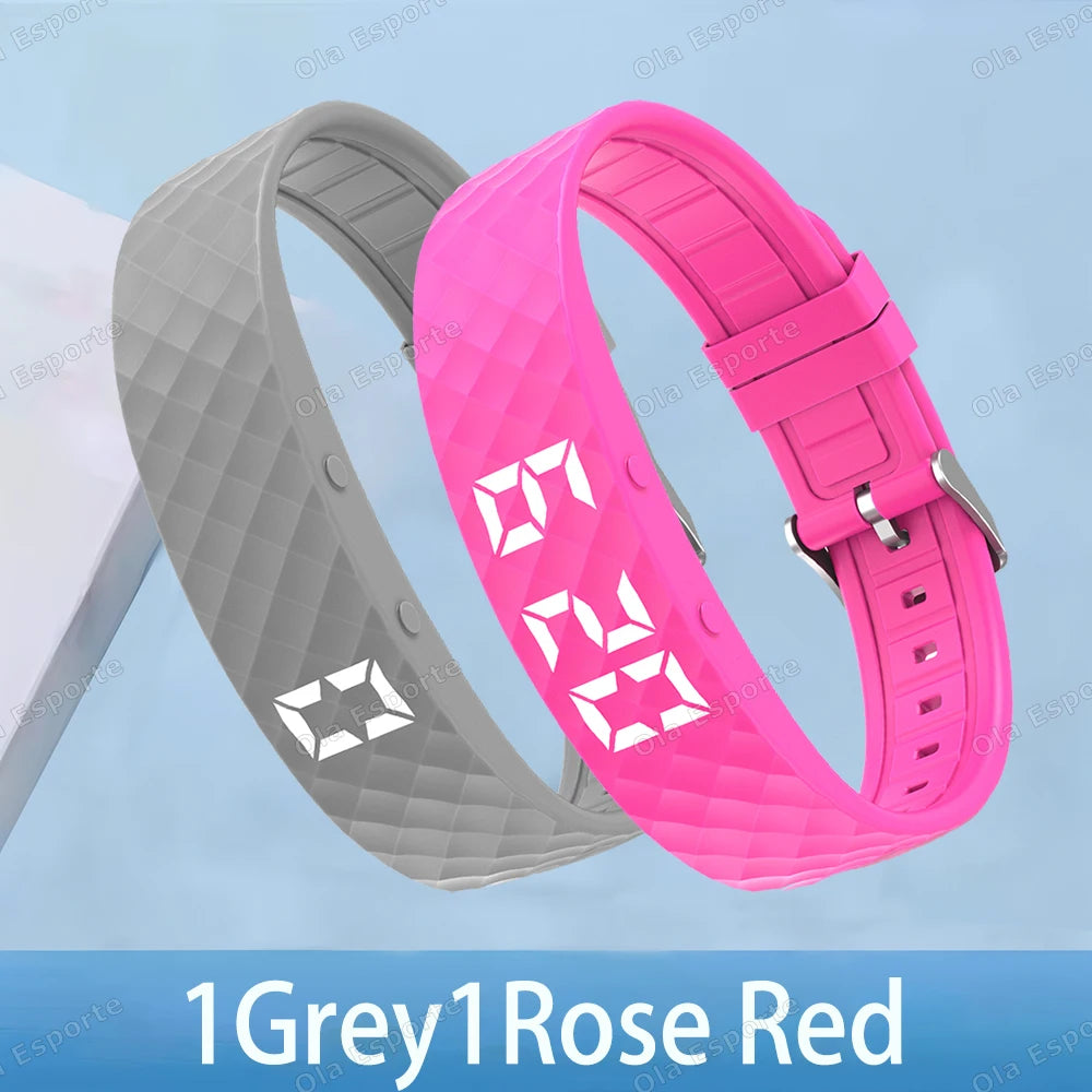 Outdoor Smartwatch Sports Bracelet – Sleep Monitor, 24H Pedometer, Vibration Alarm, Rechargeable Fitness Tracker