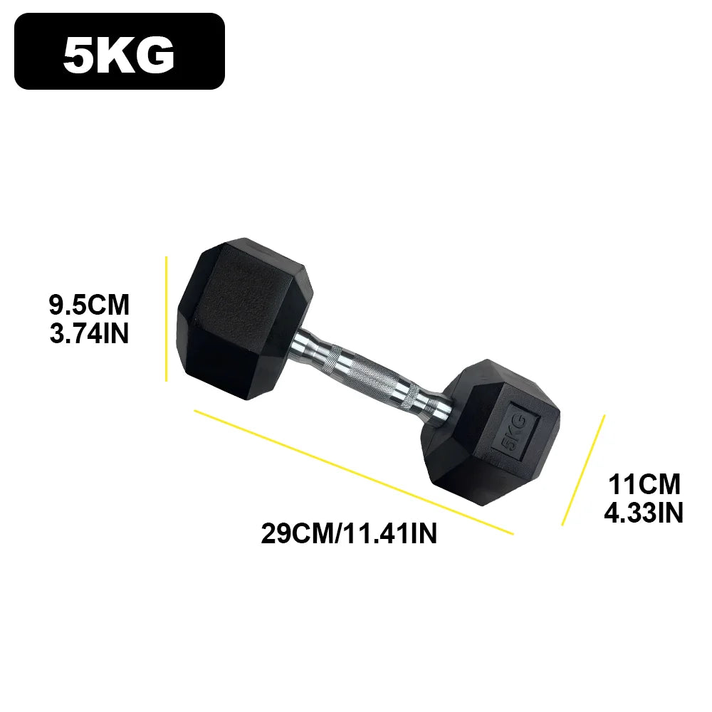 2pc 2.5kg/ 5kg/7.5kg dumbbell Hexagonal Fixed Dumbbells Men's Fitness Equipment Home Ladies Rubber Dumbbells Multi weight Black